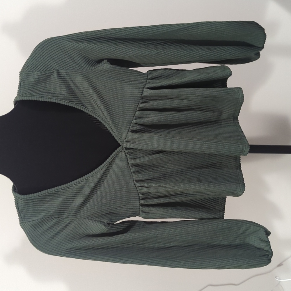 Deep V Olive Blouse